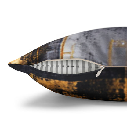Abstract Gold & Charcoal Faux Suede Pillowcase — Luxury Accent Pillow | Loom Noir