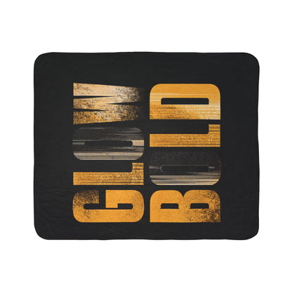 Glow Bold Sherpa Blanket | Vintage Gold Typography Throw