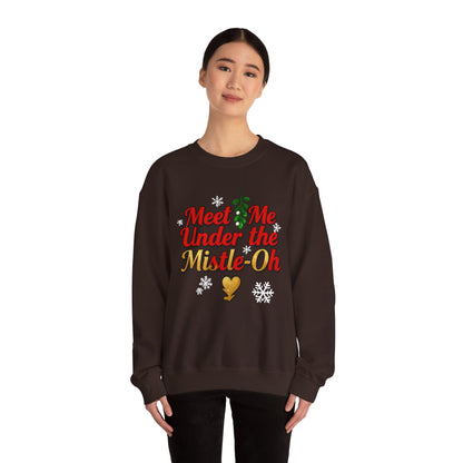 Meet Me Under the Mistle-OH Sweatshirt - Funny Christmas Crewneck | Loom Noir