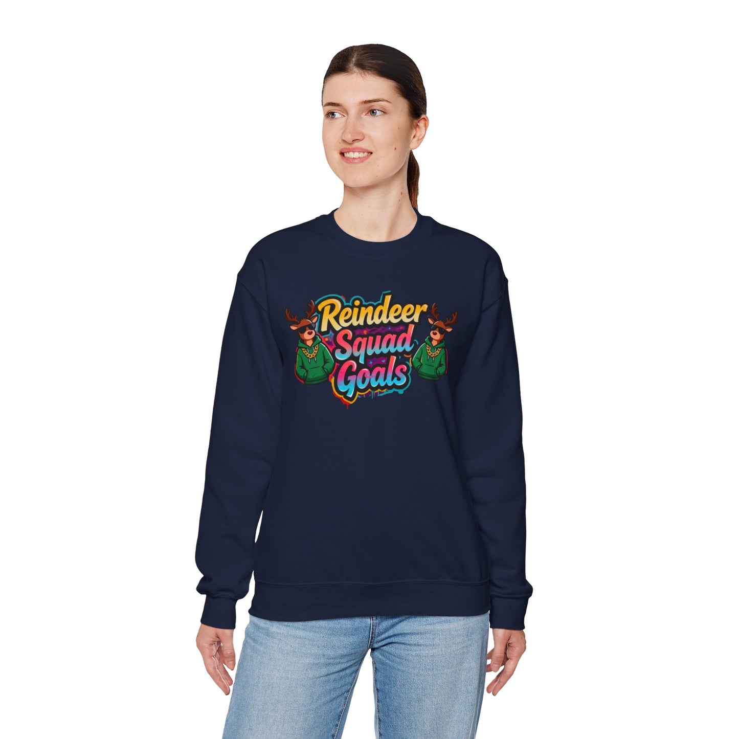 Reindeer Squad Goals Sweatshirt - Funny Christmas Crewneck | Loom Noir