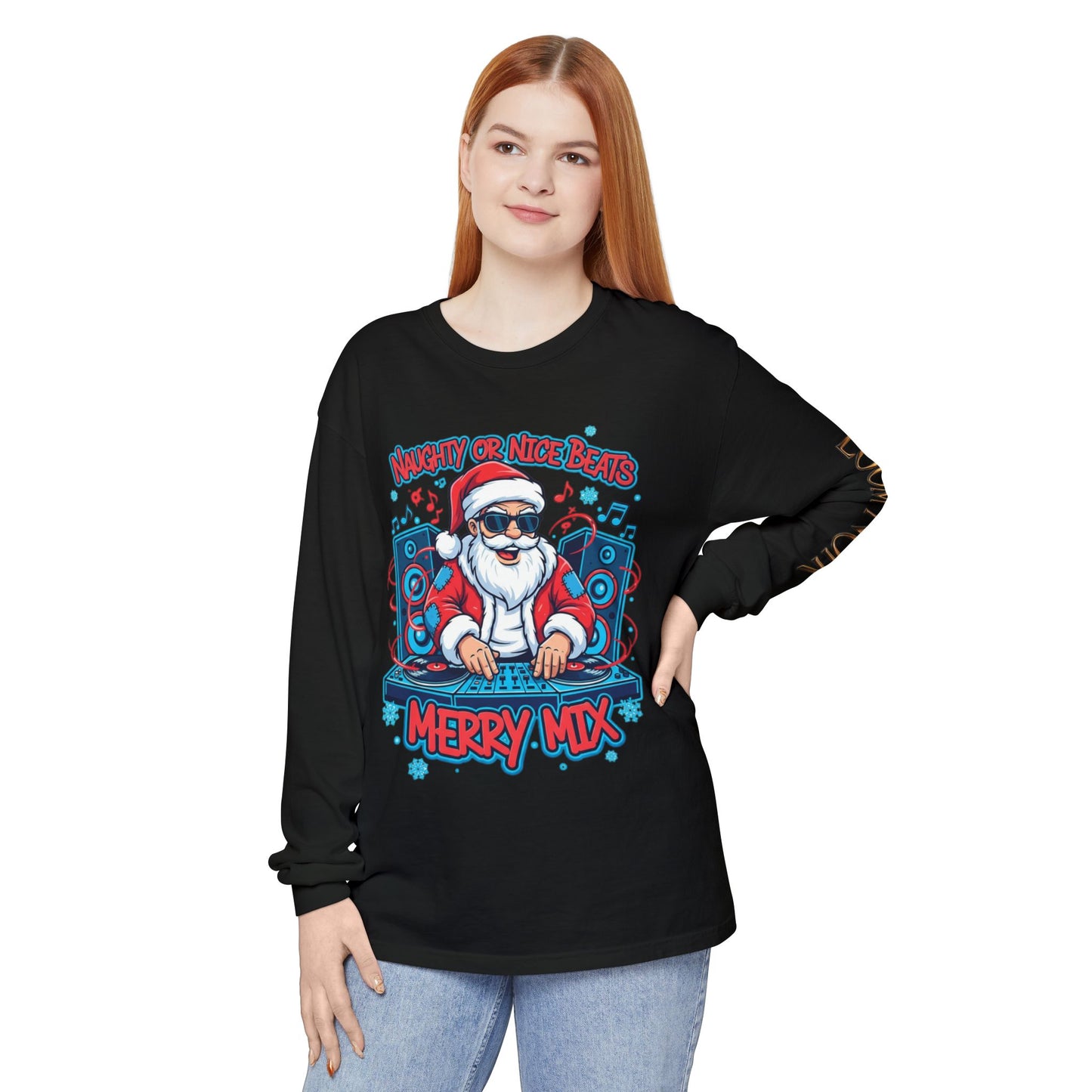 DJ Santa Long Sleeve Shirt | Naughty or Nice Beats Christmas Tee