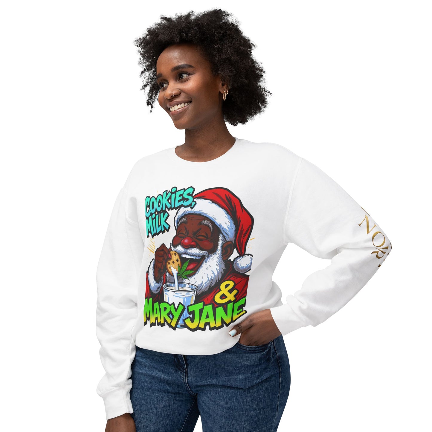 Cookies Milk & Mary Jane Sweatshirt - Funny Holiday Crewneck | Loom Noir