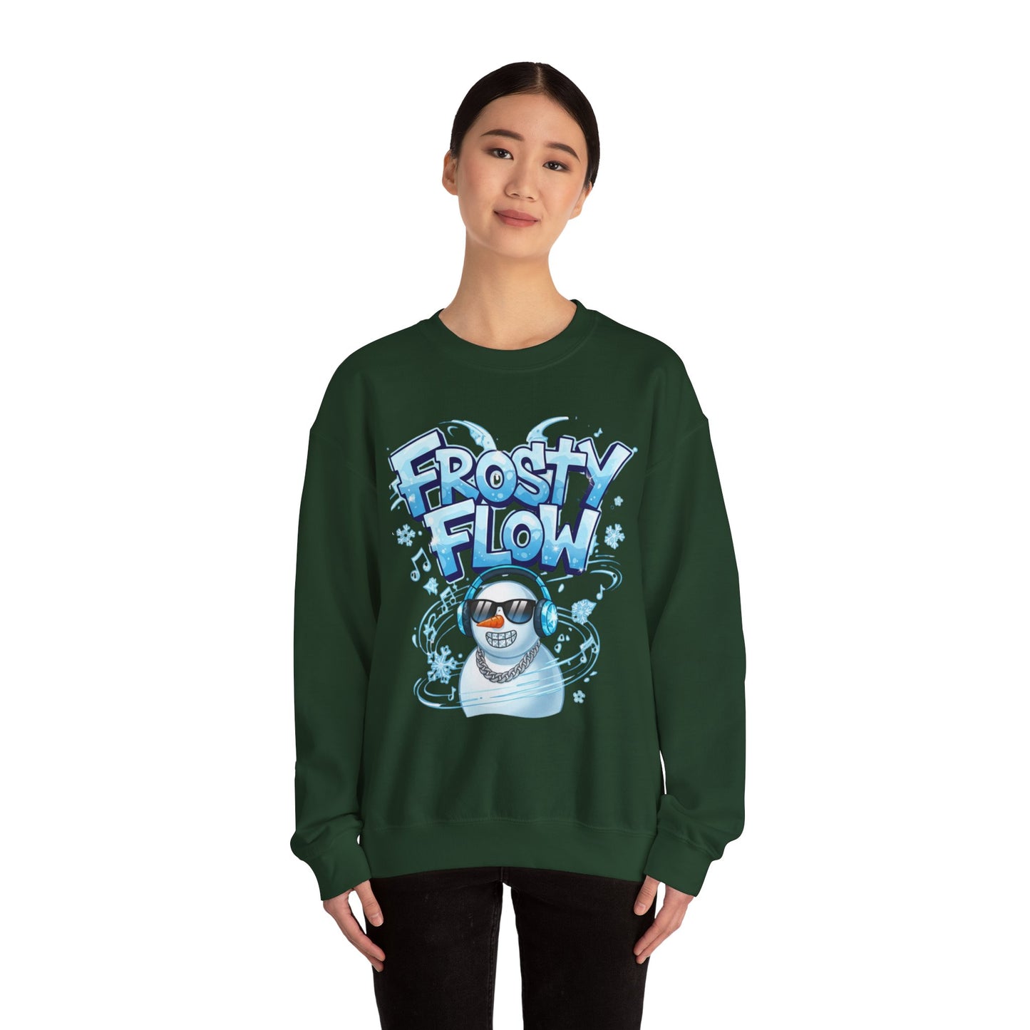 Frosty Flow Sweatshirt - Cool Snowman Graphic Crewneck | Loom Noir