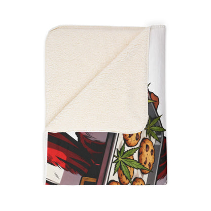 Mrs. Claus Got Cookies Sherpa Blanket | Retro Pinup Holiday Throw