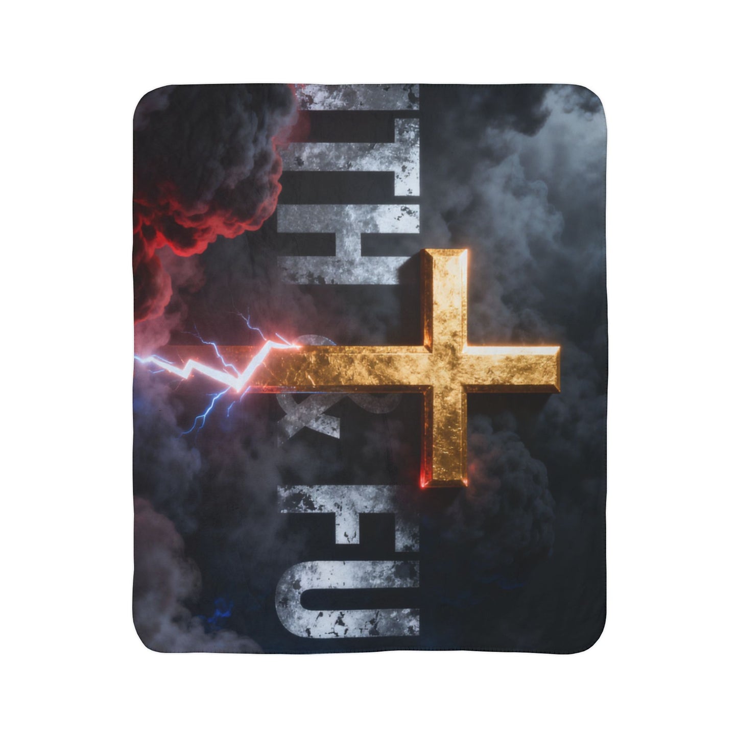 Faithful Cross Sherpa Blanket | Christian Inspirational Throw