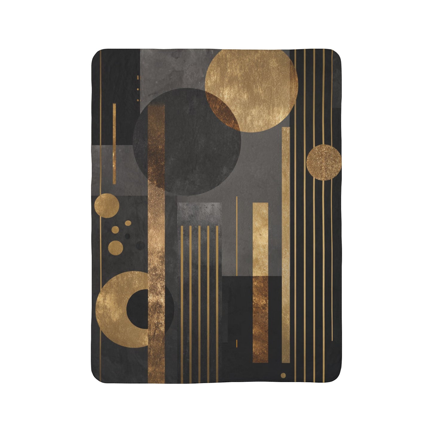 Art Deco Geometric Sherpa Blanket | Luxe Gold & Charcoal Throw