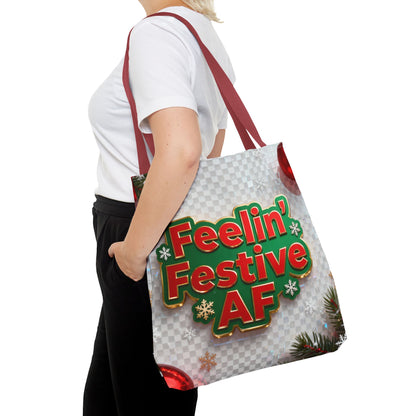 Feelin' Festive AF Tote Bag - Holiday Shopping Bag | Loom Noir