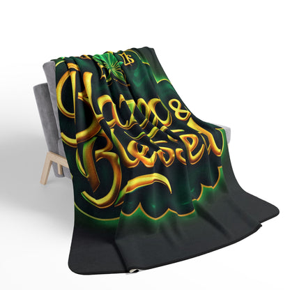 Blazed & Blessed Sherpa Blanket | Cannabis-Themed Fleece Throw