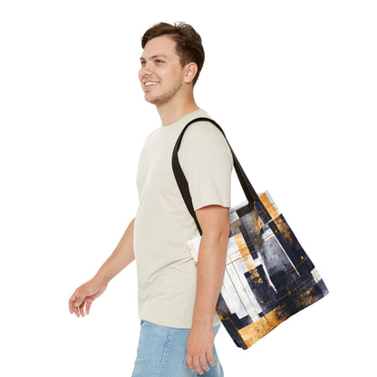 Modern Gold & Navy Tote Bag - Stylish Shopping Bag | Loom Noir