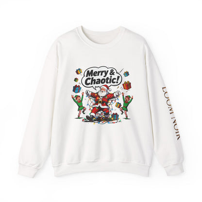Merry & Chaotic Santa Christmas Crewneck Sweatshirt