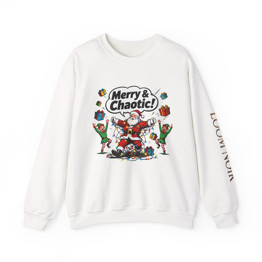 Merry & Chaotic Santa Christmas Crewneck Sweatshirt