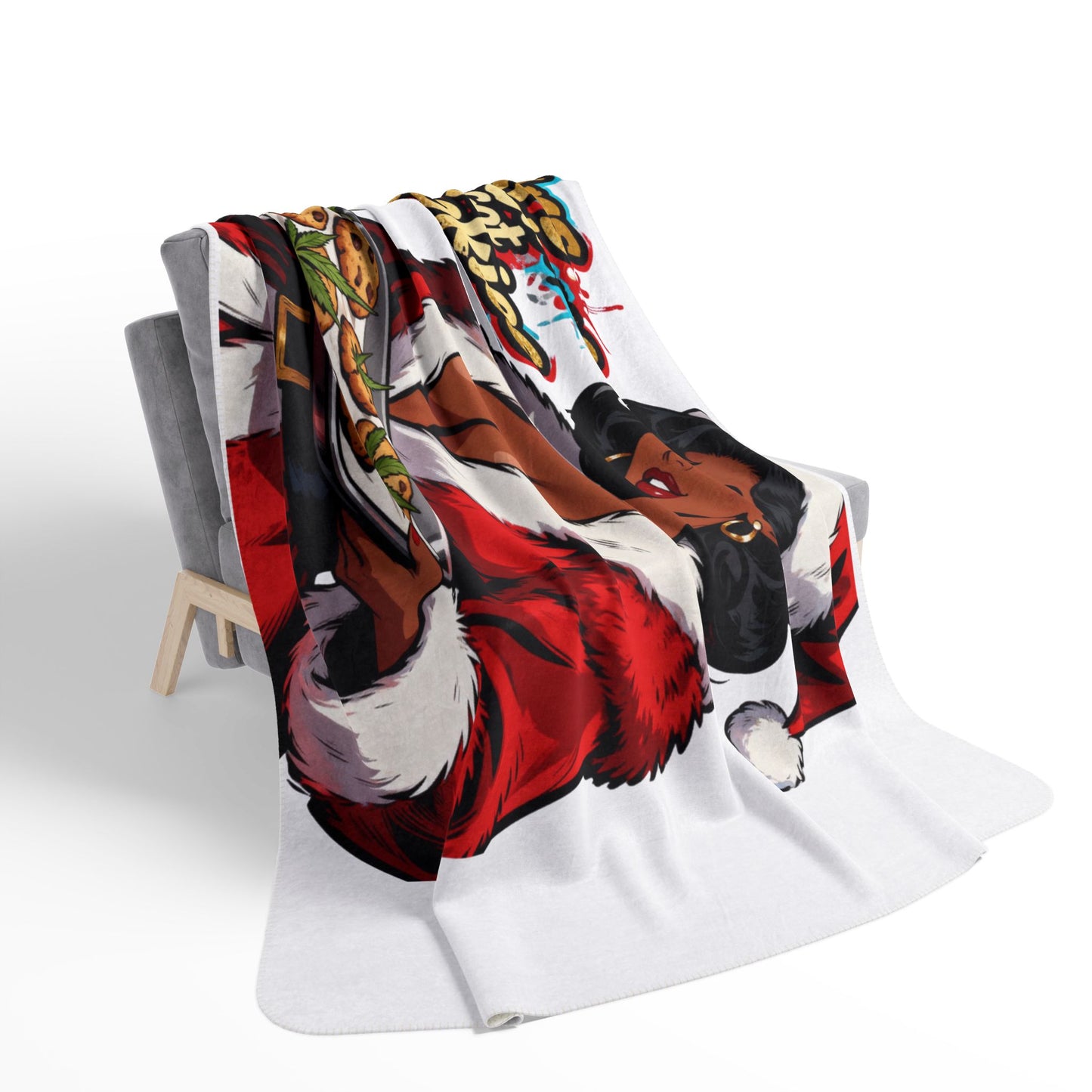 Mrs. Claus Got Cookies Sherpa Blanket | Retro Pinup Holiday Throw