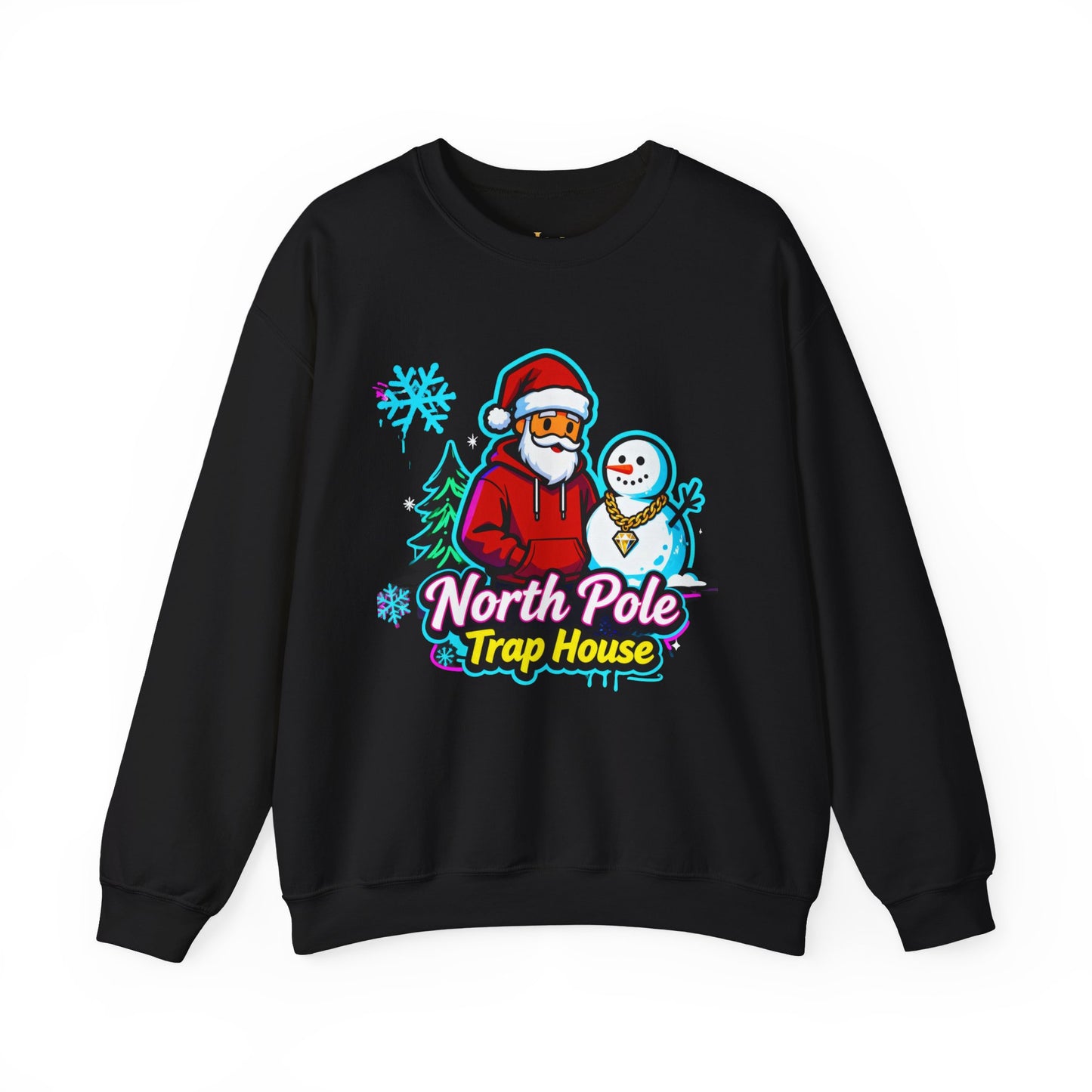 North Pole Trap House Sweatshirt - Funny Santa Christmas Crewneck | Loom Noir