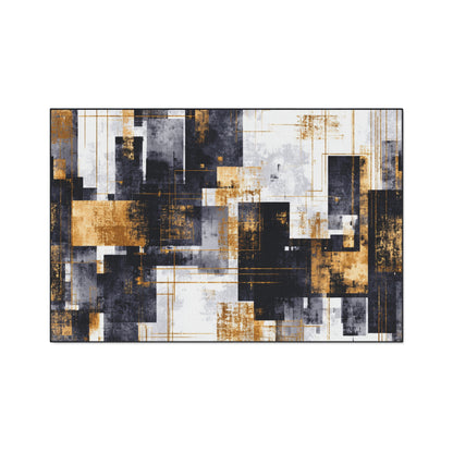 Abstract Industrial Heavy-Duty Floor Mat — Modern Geometric Entrance Rug | Loom Noir