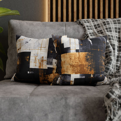 Abstract Gold & Charcoal Faux Suede Pillowcase — Luxury Accent Pillow | Loom Noir