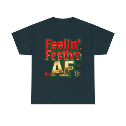 Festive AF Unisex T-Shirt - Funny Christmas Tee | Loom Noir
