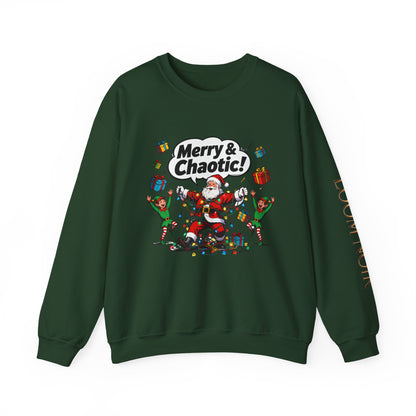 Merry & Chaotic Santa Christmas Crewneck Sweatshirt