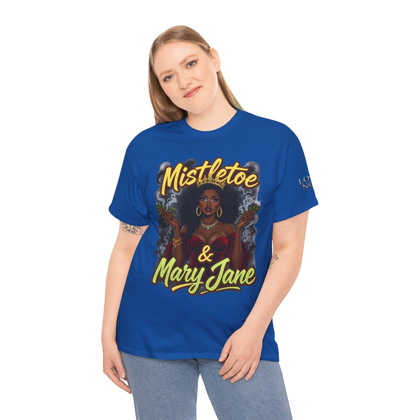 Mistletoe & Mary Jane Holiday Cannabis T-Shirt | Festive Weed Tee