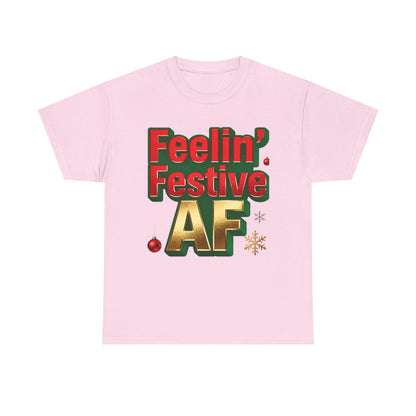 Festive AF Unisex T-Shirt - Funny Christmas Tee | Loom Noir