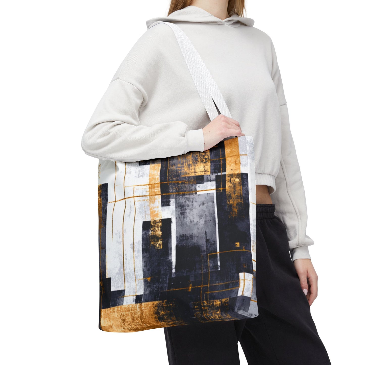 Modern Gold & Navy Tote Bag - Stylish Shopping Bag | Loom Noir
