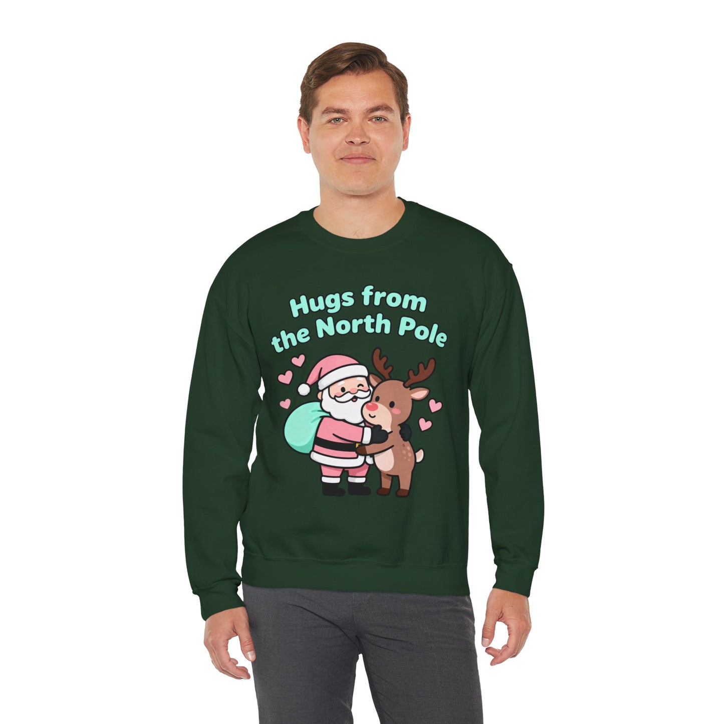 Christmas Sweatshirt Santa & Reindeer - Holiday Crewneck | Loom Noir