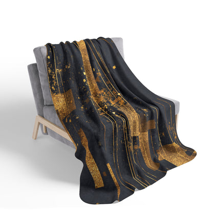 Gold Geometric Sherpa Blanket — Modern Luxe Fleece Throw