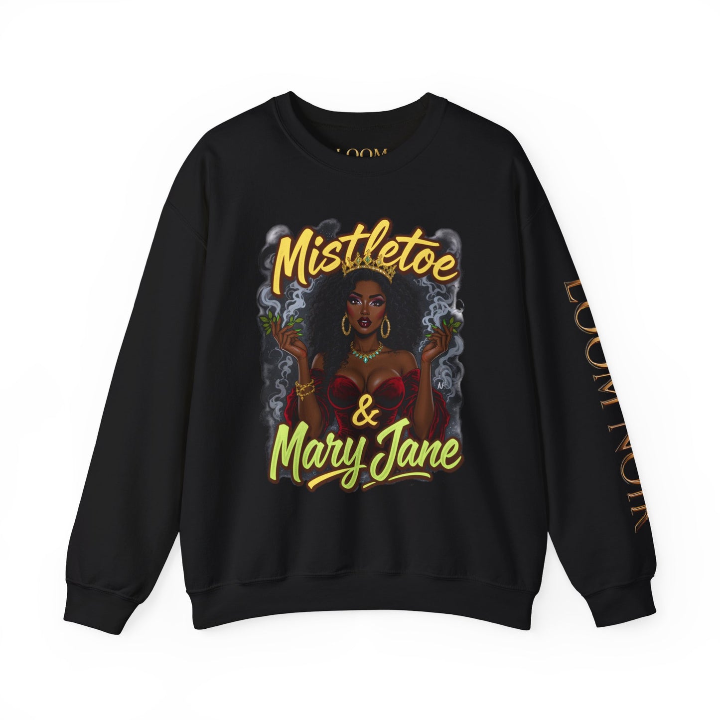 Mistletoe & Mary Jane Crewneck | Cannabis Holiday Sweatshirt
