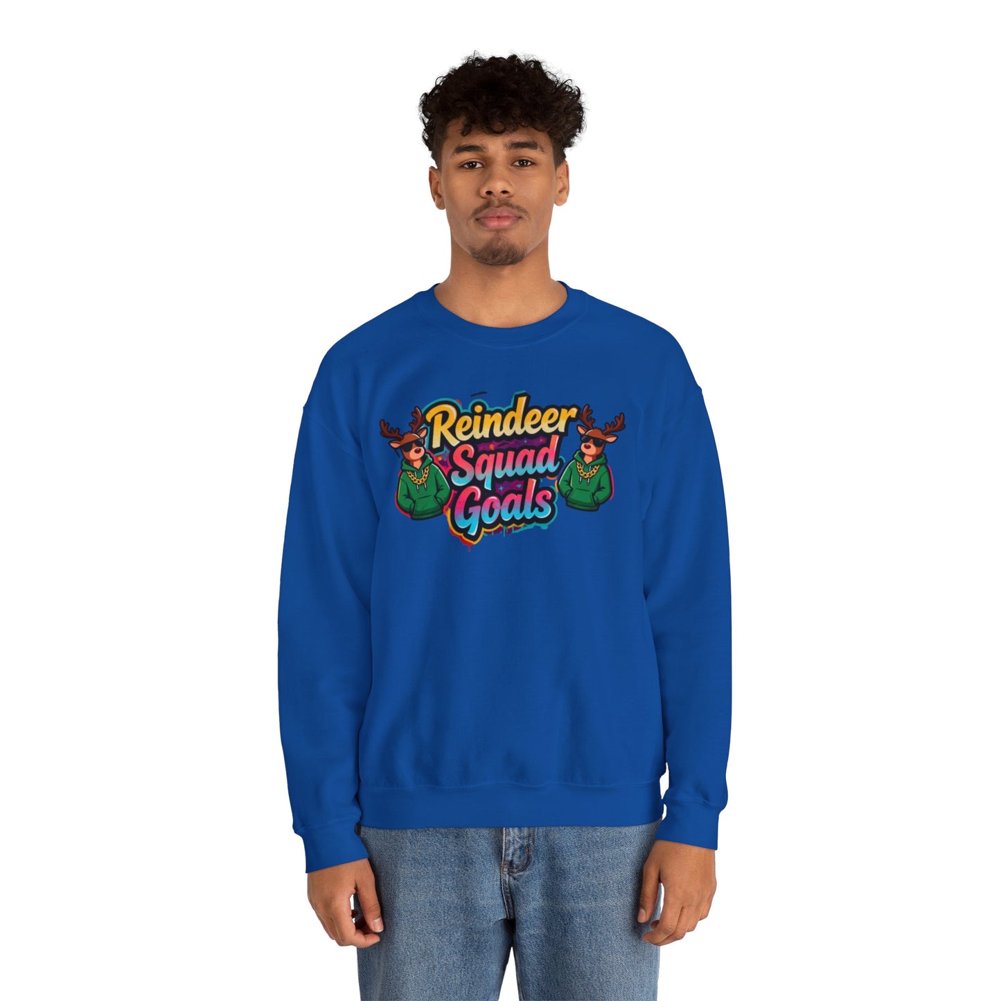 Reindeer Squad Goals Sweatshirt - Funny Christmas Crewneck | Loom Noir