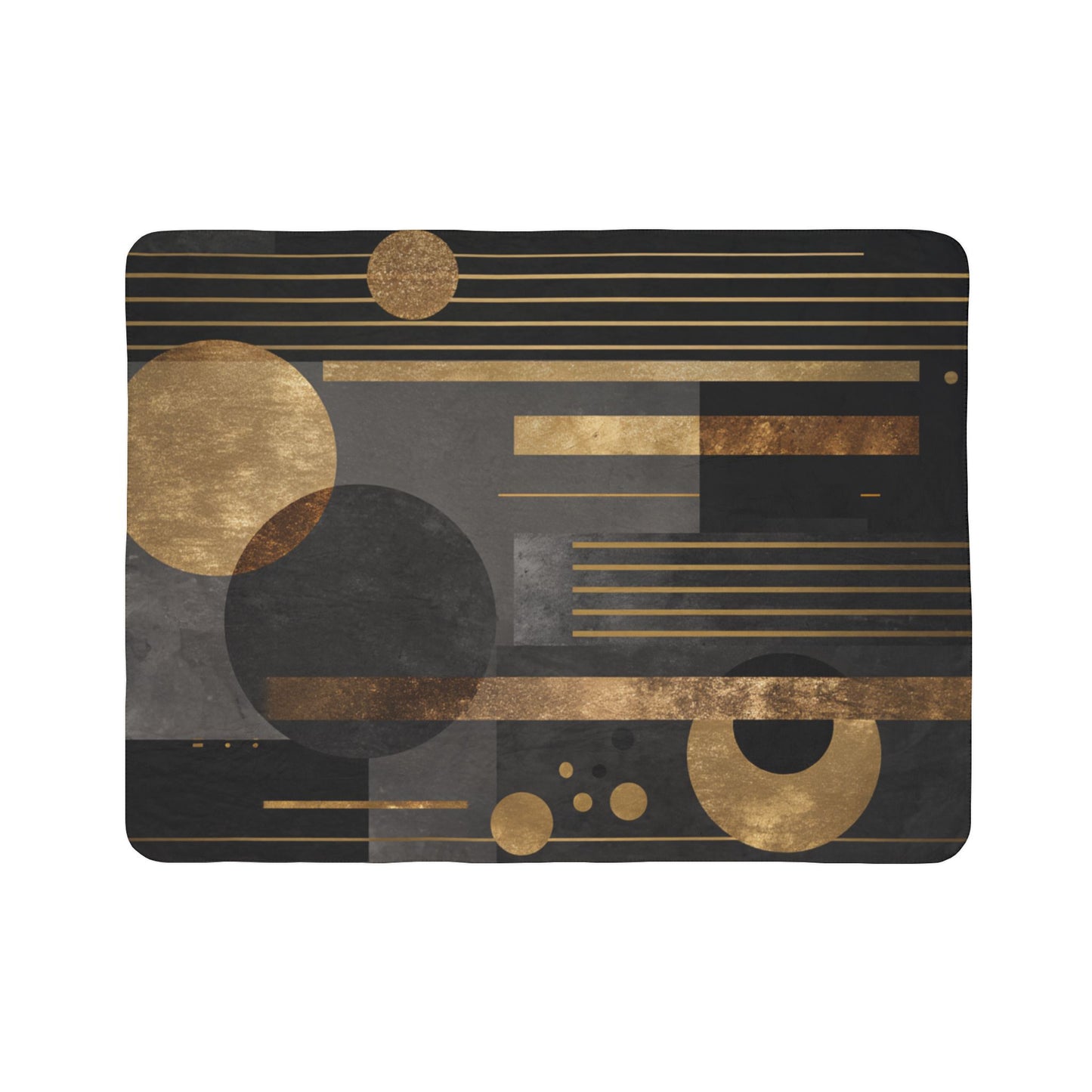 Art Deco Geometric Sherpa Blanket | Luxe Gold & Charcoal Throw