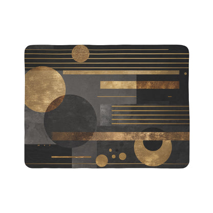 Art Deco Geometric Sherpa Blanket | Luxe Gold & Charcoal Throw