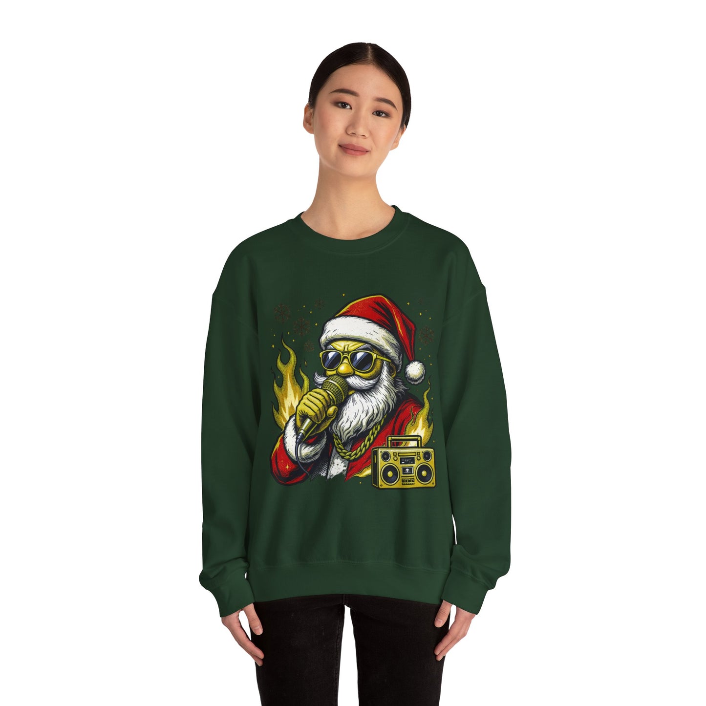 Santa Rapper Holiday Sweatshirt - Hip Hop Christmas Crewneck | Loom Noir