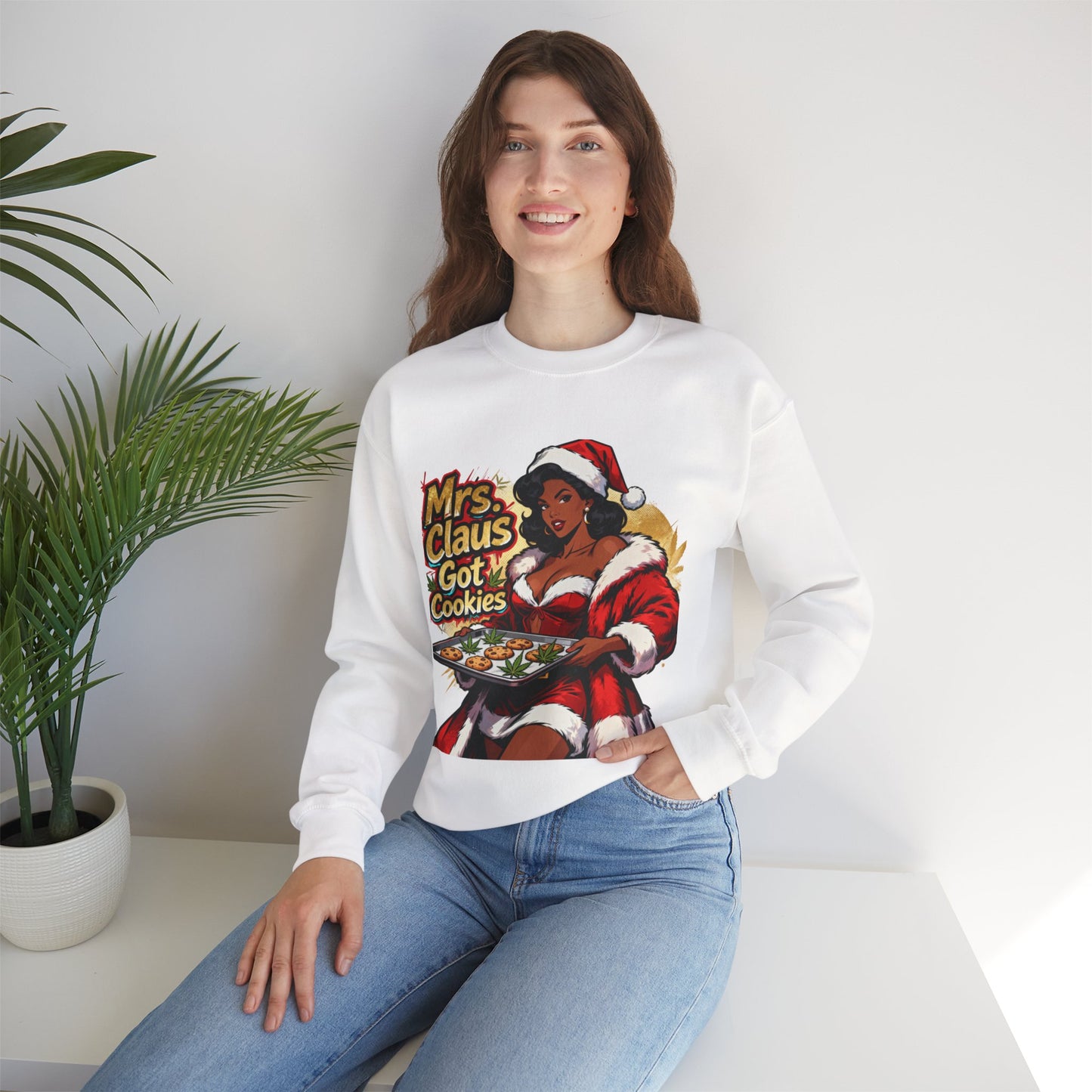 Mrs. Claus Got Cookies Sweatshirt - Retro Pinup Christmas Crewneck | Loom Noir