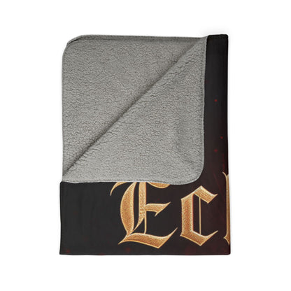 Echoes of Faith Sherpa Blanket | Religious Throw with Gothic Gold Text