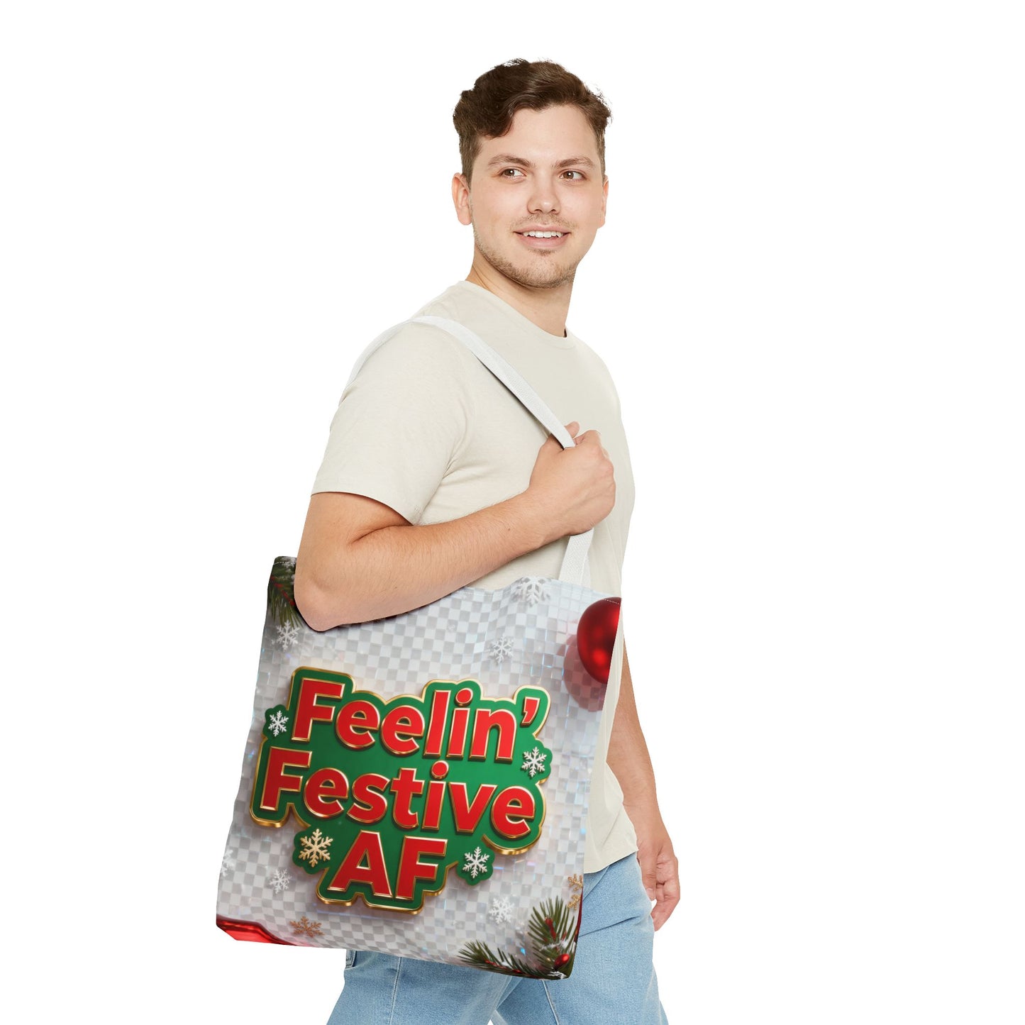 Feelin' Festive AF Tote Bag - Holiday Shopping Bag | Loom Noir