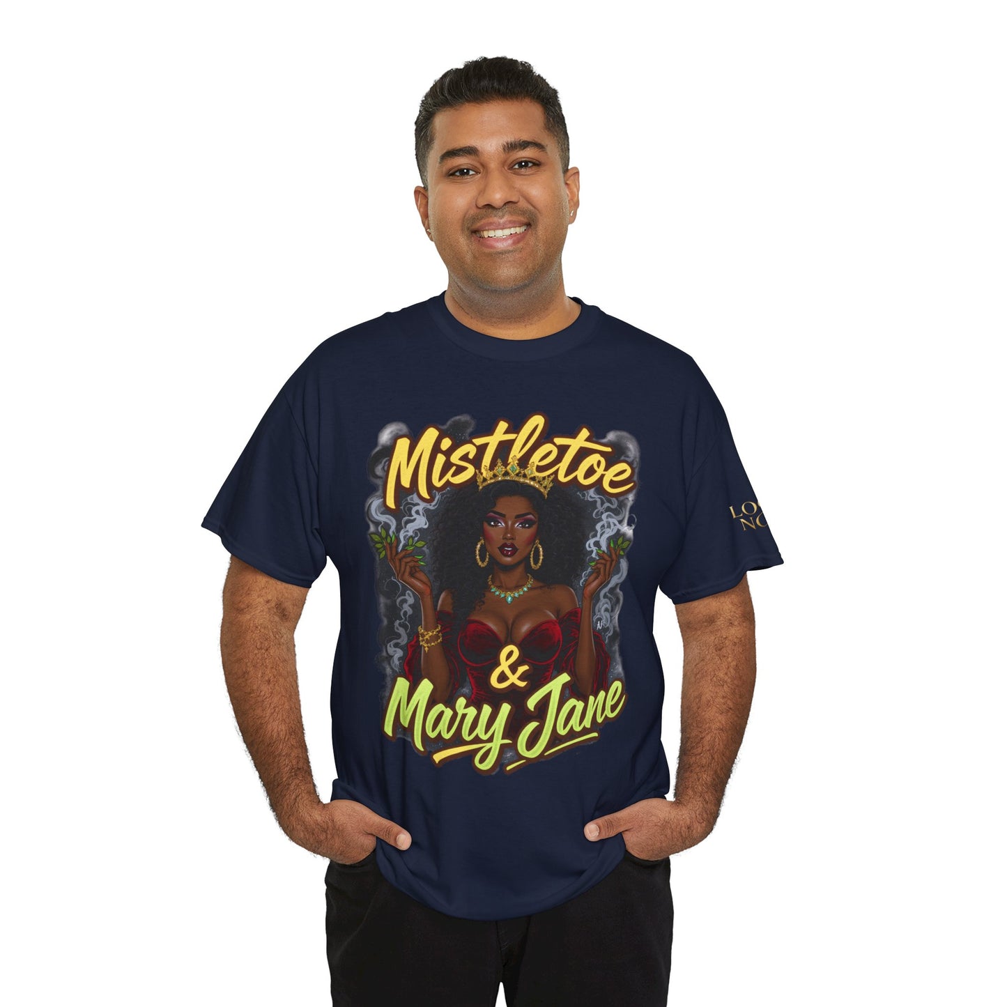 Mistletoe & Mary Jane Holiday Cannabis T-Shirt | Festive Weed Tee
