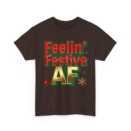 Festive AF Unisex T-Shirt - Funny Christmas Tee | Loom Noir