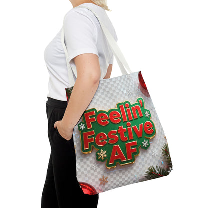 Feelin' Festive AF Tote Bag - Holiday Shopping Bag | Loom Noir