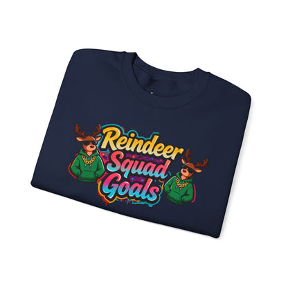 Reindeer Squad Goals Sweatshirt - Funny Christmas Crewneck | Loom Noir