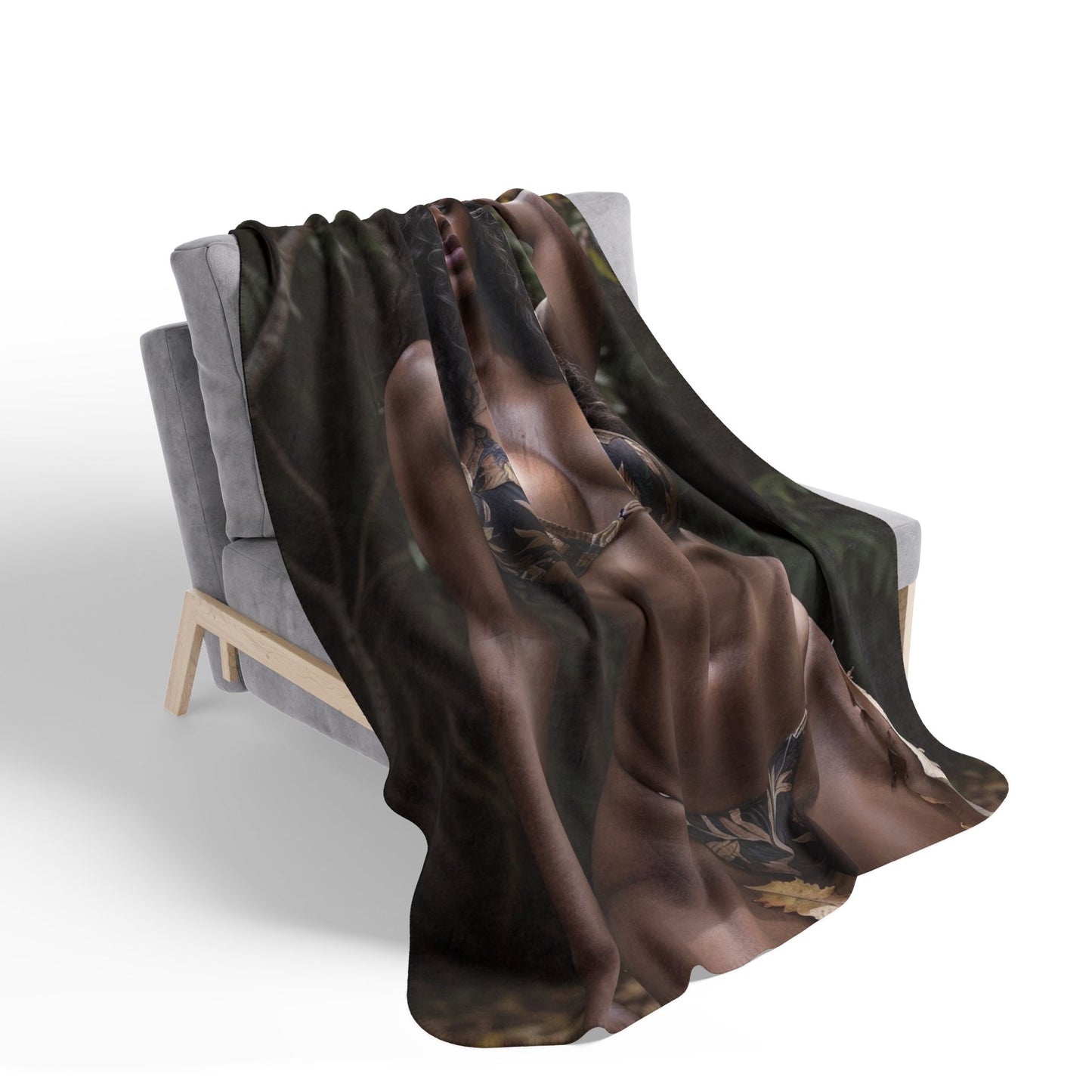 Tropical Bikini Photo Print Sherpa Blanket | Cozy Fleece Throw