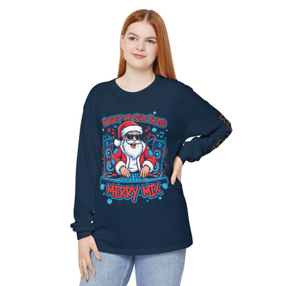 DJ Santa Long Sleeve Shirt | Naughty or Nice Beats Christmas Tee