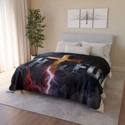 Faithful Cross Sherpa Blanket | Christian Inspirational Throw