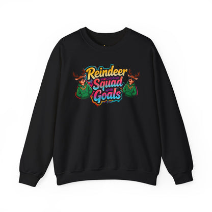 Reindeer Squad Goals Sweatshirt - Funny Christmas Crewneck | Loom Noir