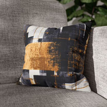 Abstract Gold & Charcoal Faux Suede Pillowcase — Luxury Accent Pillow | Loom Noir