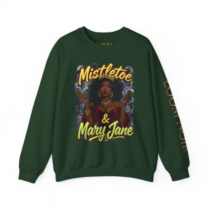 Mistletoe & Mary Jane Crewneck | Cannabis Holiday Sweatshirt