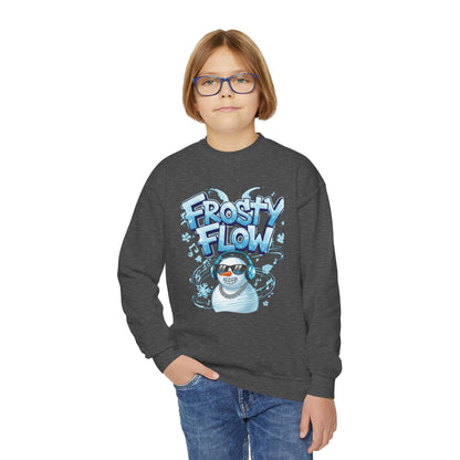 Frosty Flow Youth Sweatshirt - Kids Snowman Pullover | Loom Noir