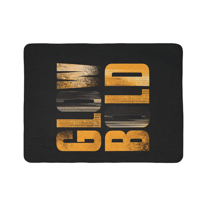 Glow Bold Sherpa Blanket | Vintage Gold Typography Throw