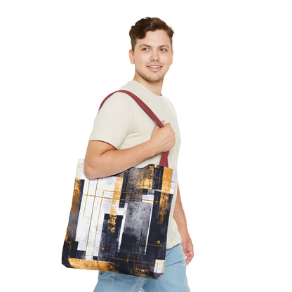 Modern Gold & Navy Tote Bag - Stylish Shopping Bag | Loom Noir