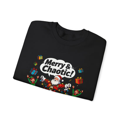 Merry & Chaotic Santa Christmas Crewneck Sweatshirt