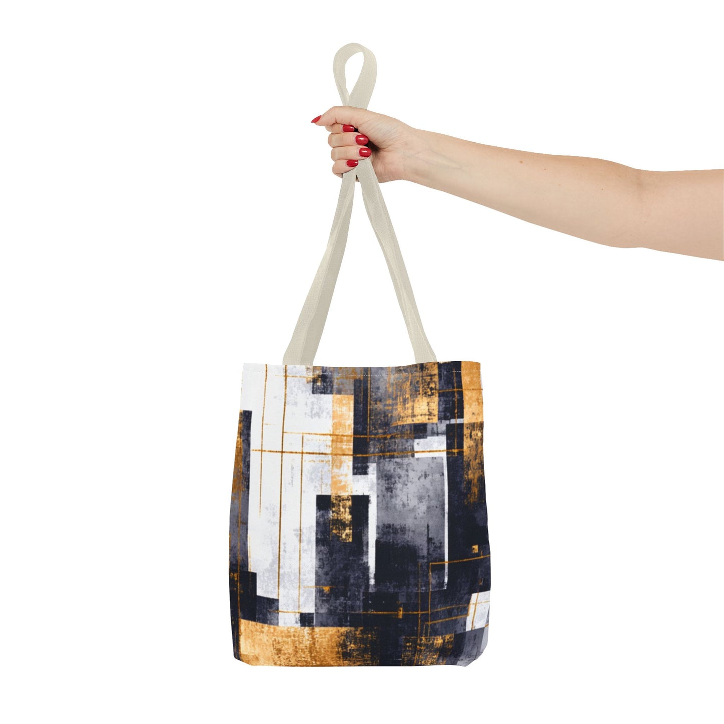 Modern Gold & Navy Tote Bag - Stylish Shopping Bag | Loom Noir