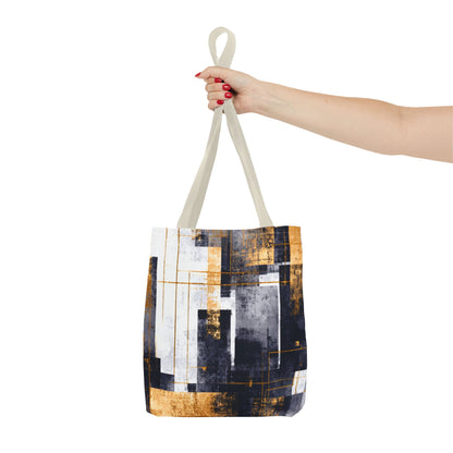 Modern Gold & Navy Tote Bag - Stylish Shopping Bag | Loom Noir
